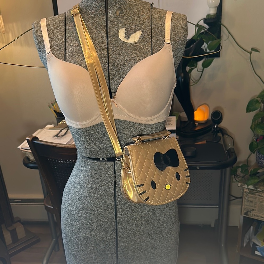 Hello Kitty Gold and Black Crossbody Bag